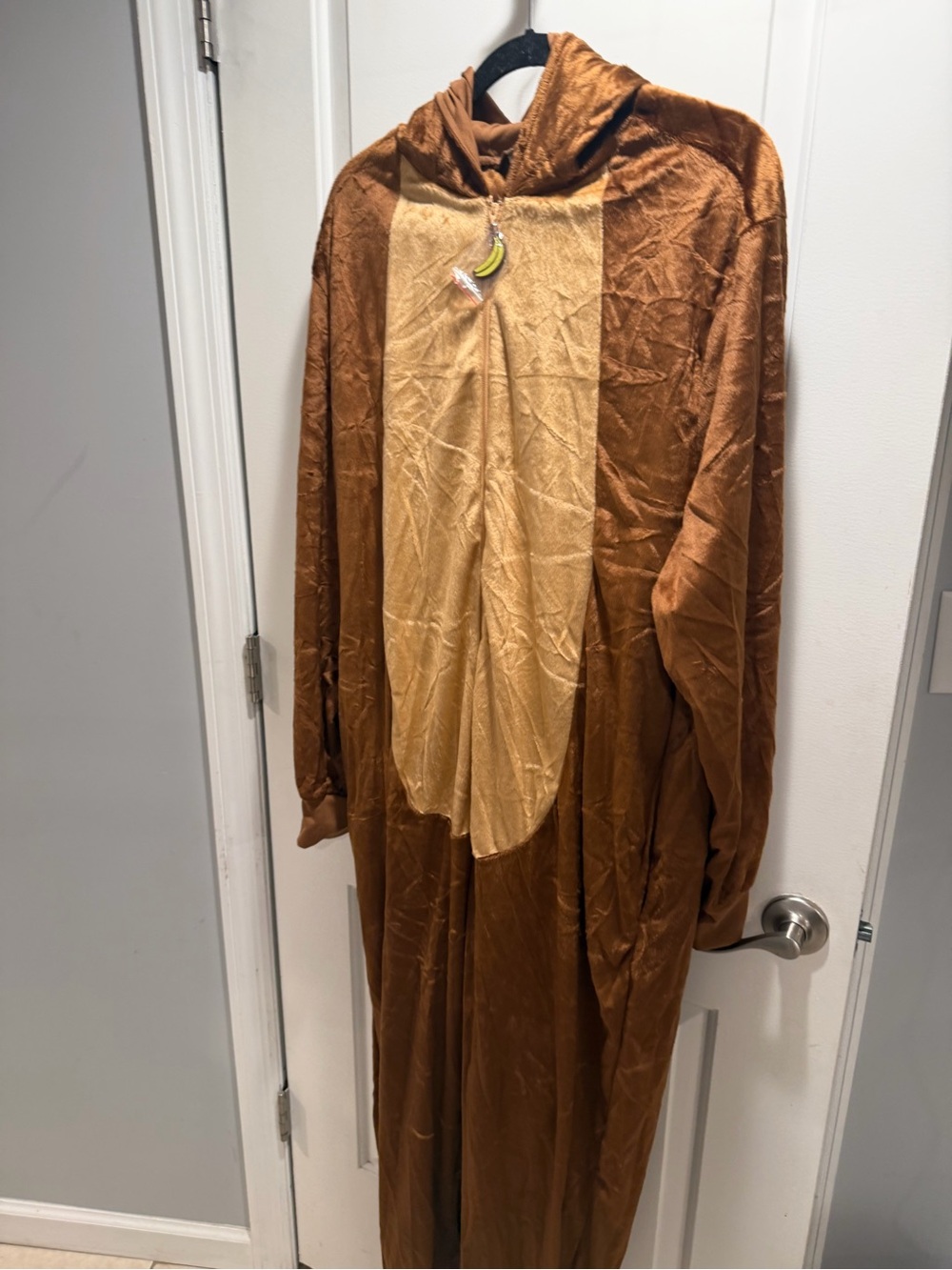 NWT Spirit Adult Monkey Costume L/XL – Plush Hooded Full Body Jumpsuit